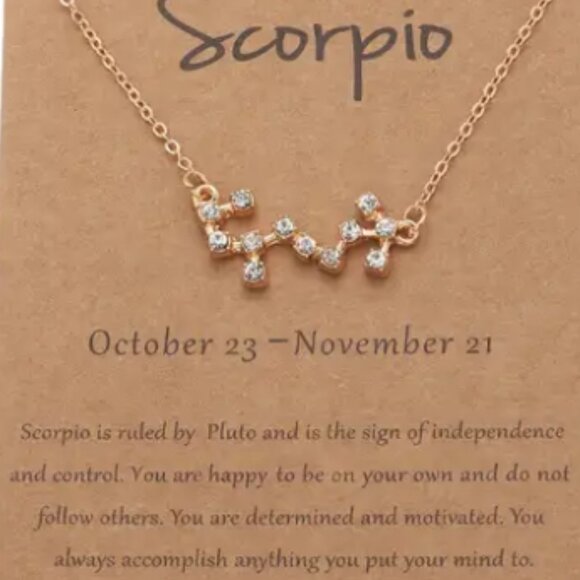 d'Vine Products Jewelry - Scorpio Zodiac Pendant Necklace Gold Plated Stainless Steel - Gold